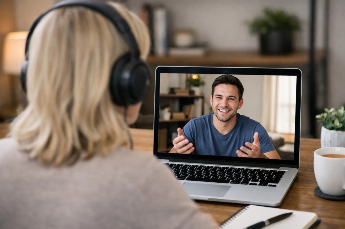 Ein Coach und eine Klientin in einem Online-Videogespräch